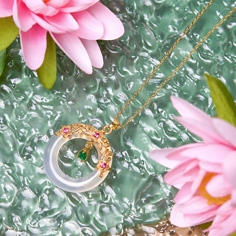 KarmaRipple's Green Chalcedony Peace Buckle Design Strength Pendant Necklace p26