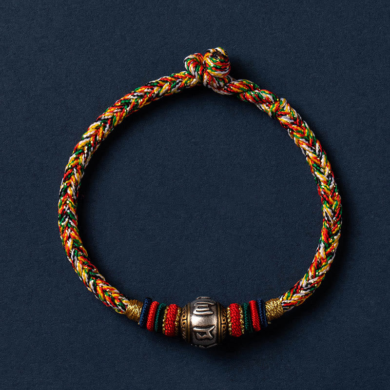 KarmaRipple's 925 Sterling Silver Tibet Handmade Om Mani Padme Hum Fortune Protection King Kong Weave Woven Bracelet p39