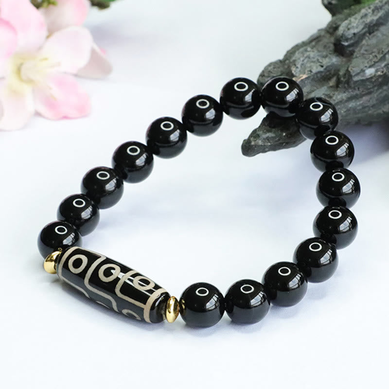 KarmaRipple's Tibetan Nine-Eye Dzi Bead Black Onyx Power Bracelet p4