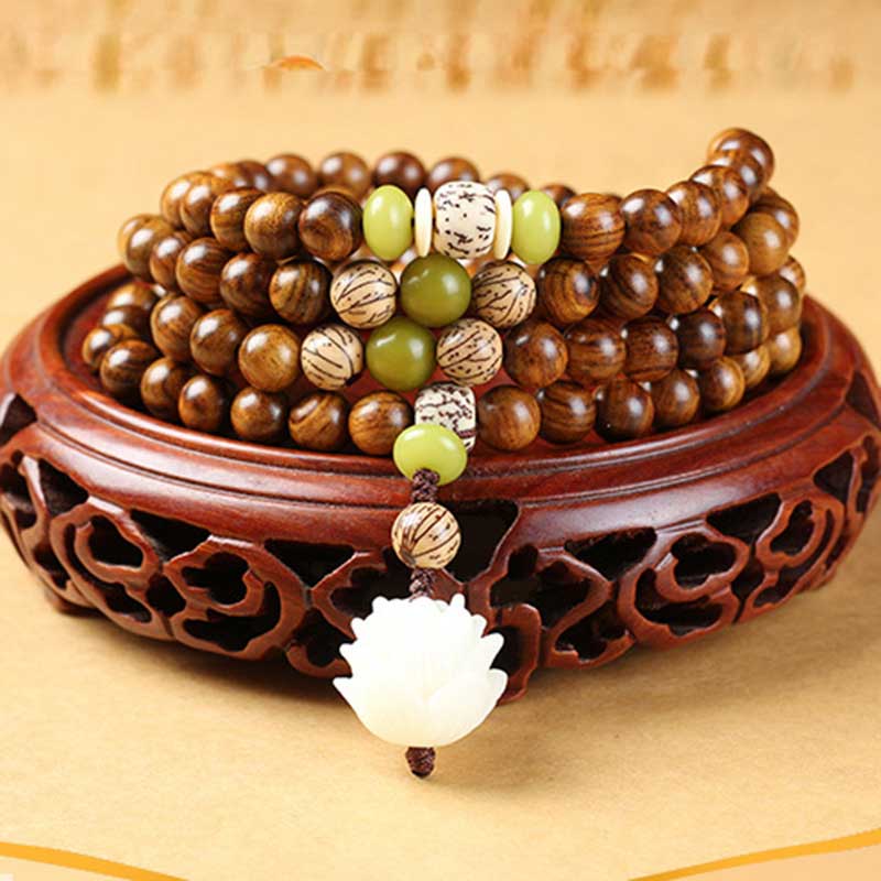 KarmaRipple's Tibetan Rosewood Lotus Mala Protection Calm Pendant Bracelet p2