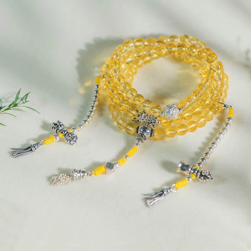 KarmaRipple's 108 Mala Beadwork 925 Sterling Silver Authentic Citrine Red Agate Ivory Jade Prosperity Talisman Bracelet p35