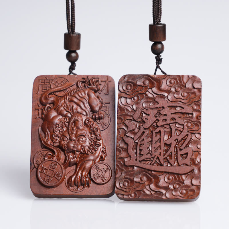 KarmaRipple's Authentic Lightning Struck Jujube Wood PiXiu Bronze Coin Good Fortune Pendant Necklace p2