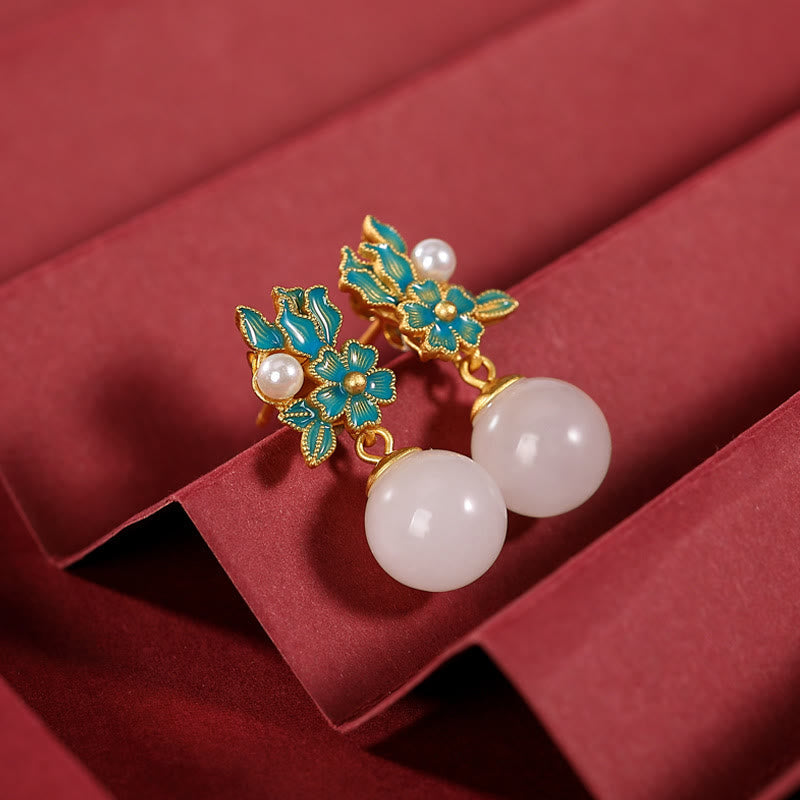 KarmaRipple's Ivory Jade 925 Sterling Silver Pearl Flower Blessing Pendant Necklace Ring Earrings p19