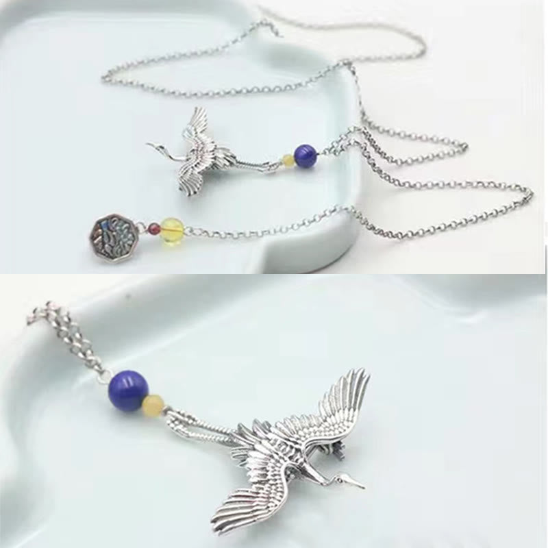 KarmaRipple's Vintage Crane Happiness Bronze Brooch p5