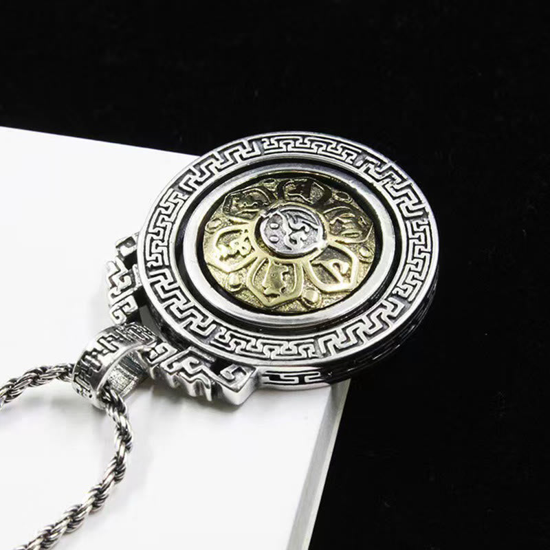 KarmaRipple's Tibetan Om Mani Padme Hum Double Dorje Vajra Rotatable Purity Peace Pendant Necklace p3