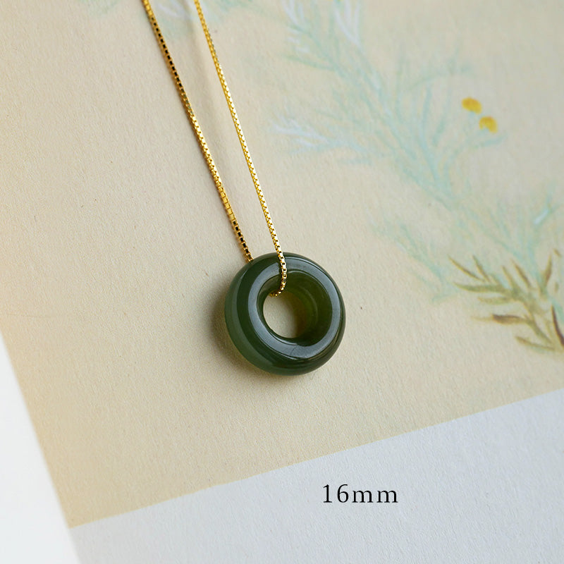 KarmaRipple's Authentic Round Jade Peace Buckle Fortune Abundance Pendant Necklace p6