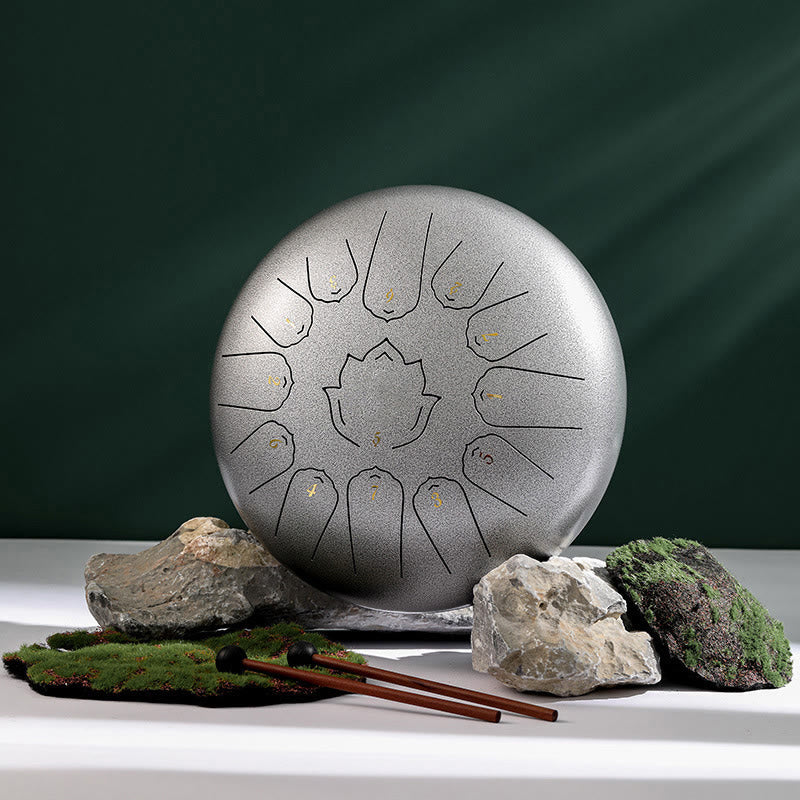 KarmaRipple's Steel Tongue Drum Sound Balancing Mindfulness Lotus Pattern Yoga Drum Kit 13 Note 12 Inch Percussion Instrument p4