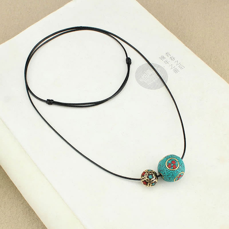 KarmaRipple's Tibetan Turquoise Double Bead Protection Strength Pendant Necklace p8