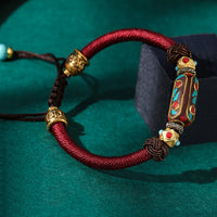 KarmaRipple's Handmade Tibetan Turquoise Om Mani Padme Hum Strength Woven Bracelet