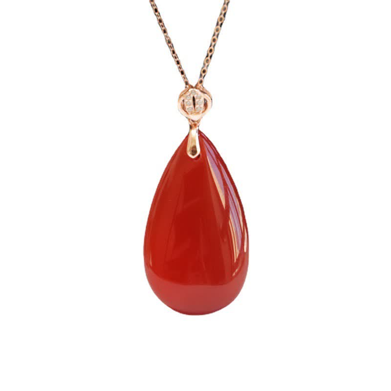 KarmaRipple's 925 Sterling Silver Waterdrop Red Agate Confidence Pendant Necklace p10