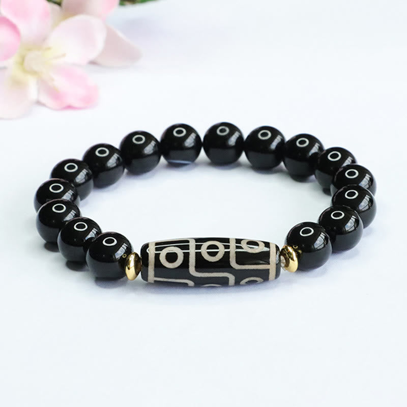 KarmaRipple's Tibetan Nine-Eye Dzi Bead Black Onyx Power Bracelet p11