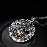 KarmaRipple's Dragon Waves Yin Yang Bagua Fortune Strength Pendant Necklace