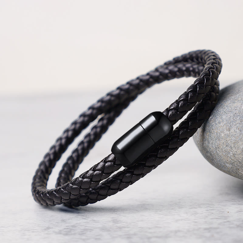 KarmaRipple's Genuine Leather Red String Protection Magnetic Buckle Bracelet p2