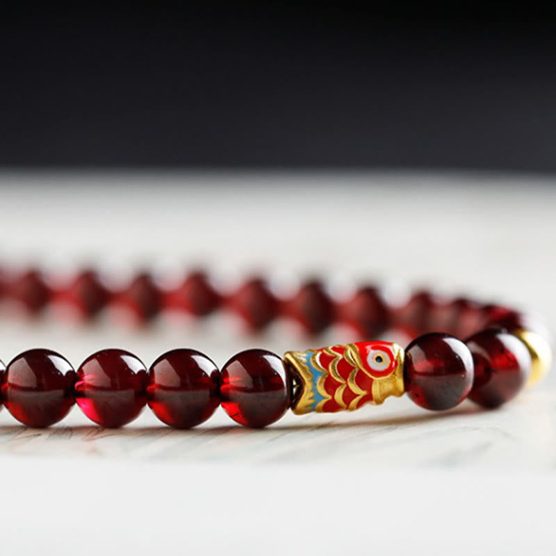 KarmaRipple's 999 Gold Koi Fish Authentic Garnet Protection Bracelet p8