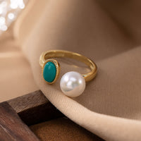KarmaRipple's 925 Sterling Silver Pearl Turquoise Balancing Ring Earrings Pendant Necklace
