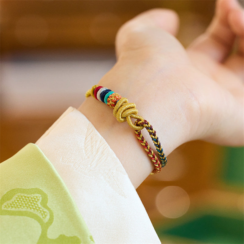 KarmaRipple's Year of the Dragon Koi Fish Mahjong Dice Peach Blossoms Bronze Coin Fortune Woven Bracelet p3