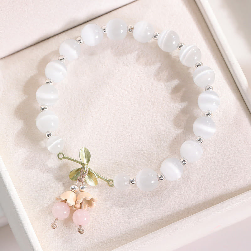 KarmaRipple's Cat's Eye Green Aventurine Blue Chalcedony Pink Gemstone Peace Orchid Talisman Bracelet p10