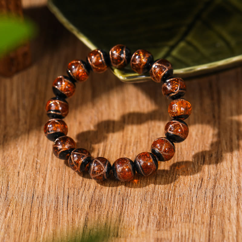KarmaRipple's Tibetan Classic Liuli Glass Bead Fortune Wealth Bracelet ( p28