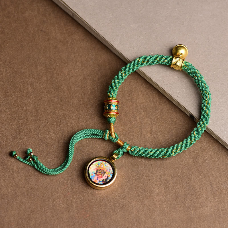 KarmaRipple's Tibetan Five God Of Wealth Thangka Fortune Prayer Wheel Bell Braid String Bracelet p8