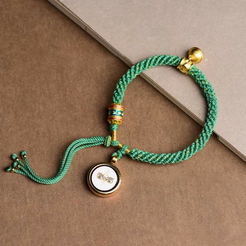 KarmaRipple's Tibetan Five God Of Wealth Thangka Fortune Prayer Wheel Bell Braid String Bracelet p4