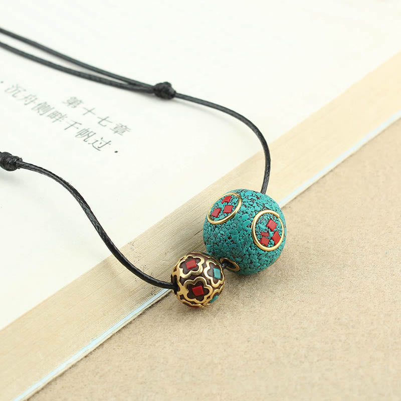 KarmaRipple's Tibetan Turquoise Double Bead Protection Strength Pendant Necklace p13