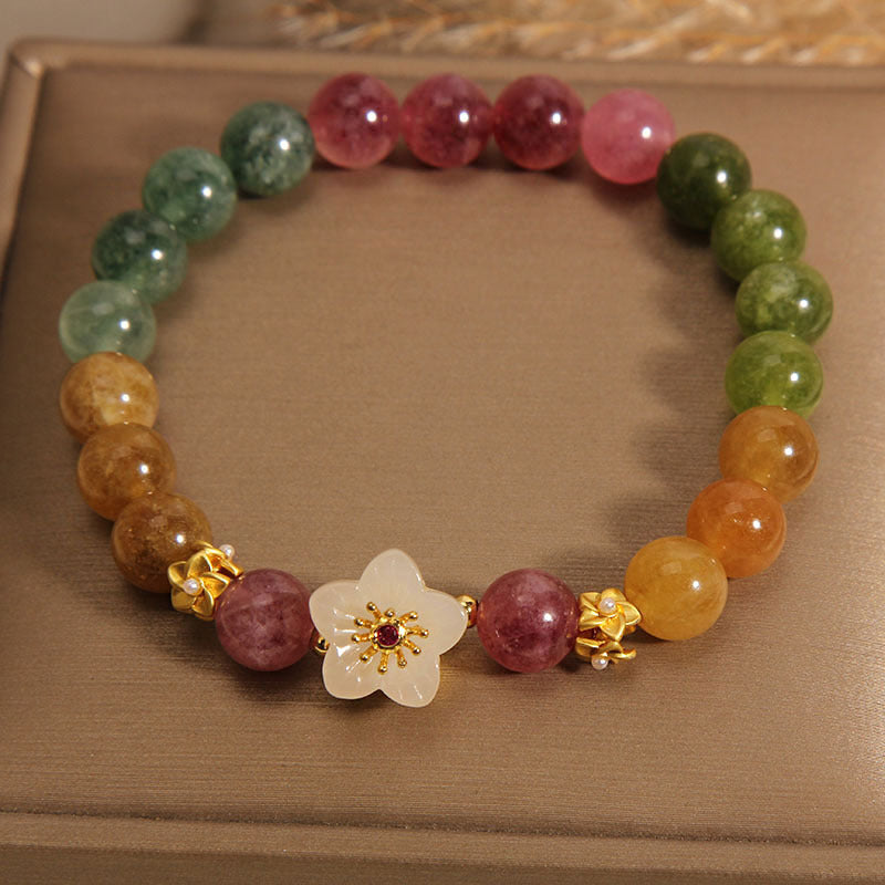 KarmaRipple's Colorful Tourmaline Jade Flowers Love Bracelet p8