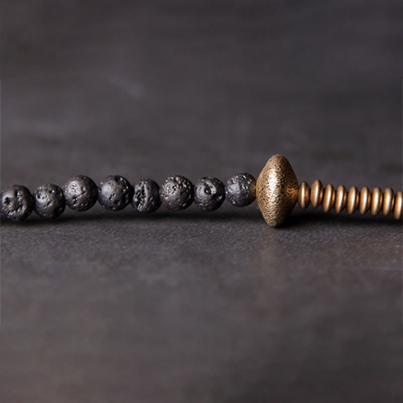 KarmaRipple's Vintage Lava Rock Bronze Balancing Multilayered Bracelet p6
