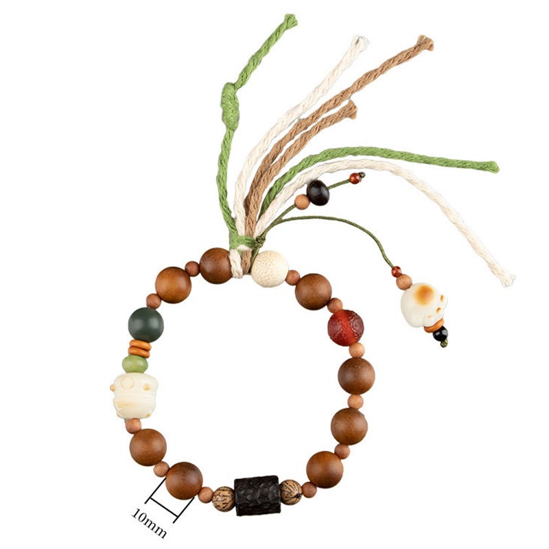 KarmaRipple's Lightning Strike Wood Bodhi Seed Cat Paw Claw Auspiciousness Protection Tassel Bracelet p10