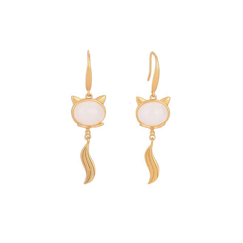 KarmaRipple's FengShui Ivory Jade Fox Fortune Earrings p8