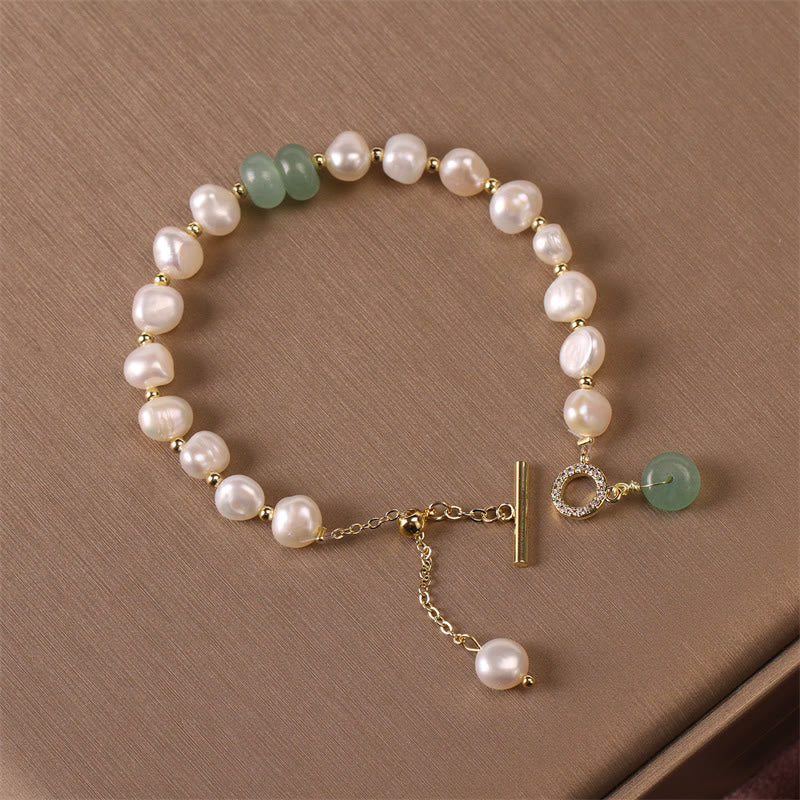 KarmaRipple's Pearl Green Strawberry Quartz Bead Balancing Chain Bracelet p9