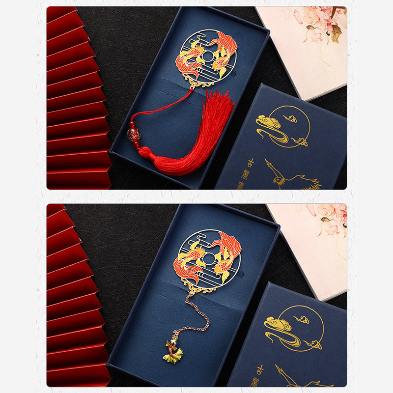 KarmaRipple's Gold Koi Fish Metal Brass Hollow Bookmark p6