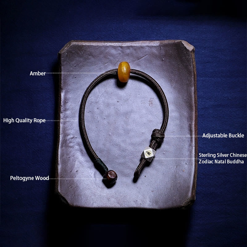 KarmaRipple's 925 Sterling Silver Chinese Zodiac Natal Buddha Authentic Amber Clear Anxiety Bracelet p9