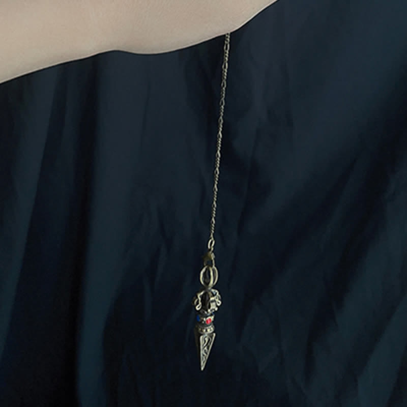 KarmaRipple's Pentagram Eye of God Feather Hamsa Bronze Balancing Pendant Necklace Pendulum p8