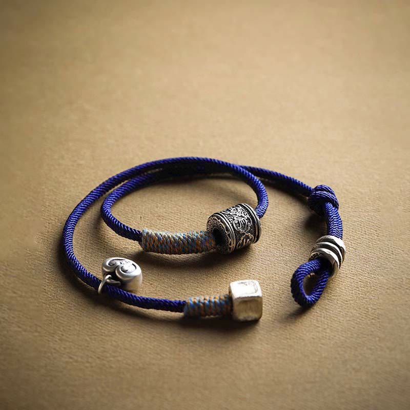 KarmaRipple's Handmade Tibetan Om Mani Padme Hum Carved Auspicious Amulet Double Wrap Rope Bracelet p3