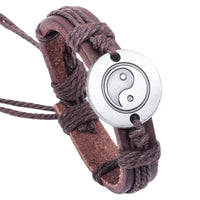 KarmaRipple's Retro Yin Yang Leather Balance String Bracelet