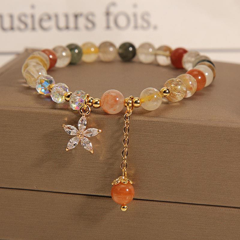 KarmaRipple's Multicolored Rutilated Quartz Auspiciousness Zircon Flower Bracelet p9