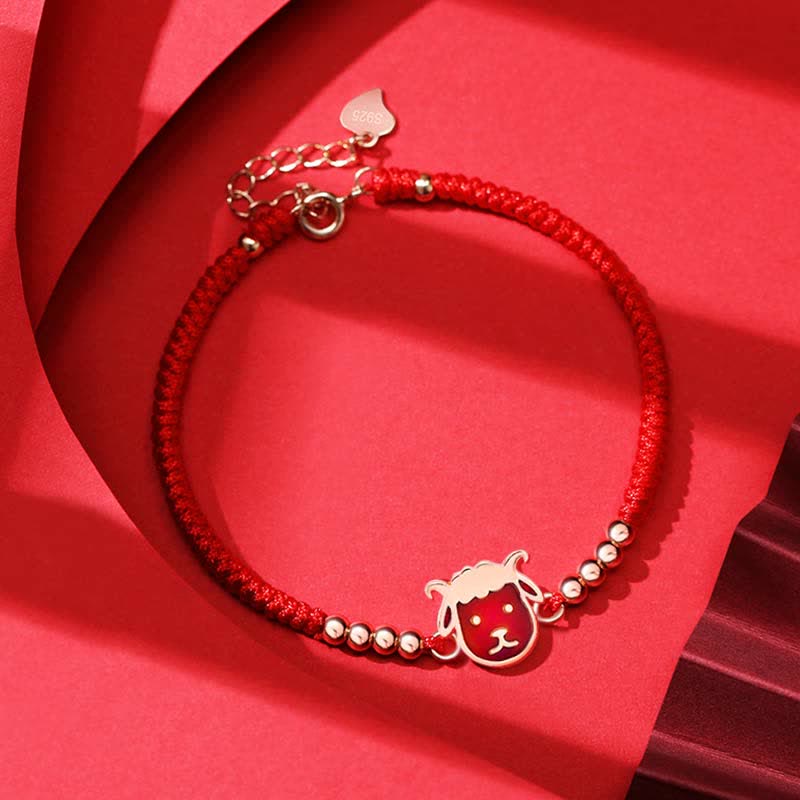 KarmaRipple's 925 Sterling Silver Chinese Zodiac Fortune Faith Discolor Red String Bracelet p35