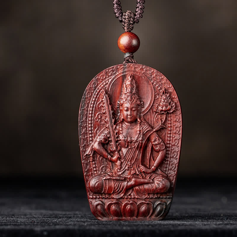 KarmaRipple's Chinese Zodiac Natal Buddha Small Leaf Red Sandalwood Lotus Protection Pendant Necklace p21