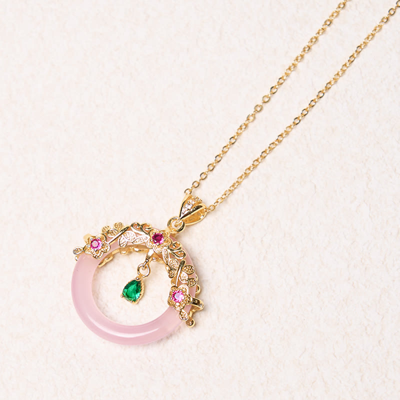 KarmaRipple's Green Chalcedony Peace Buckle Design Strength Pendant Necklace p20