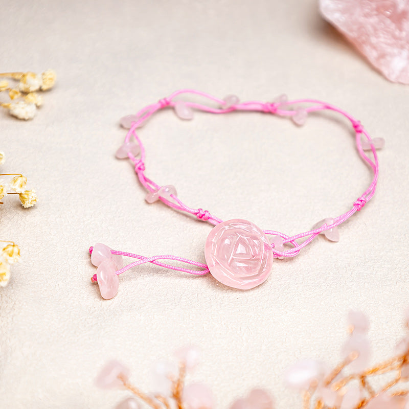 KarmaRipple's Amethyst Pink Gemstone Green Aventurine Rose Inner Peace Balancing Anklet p2