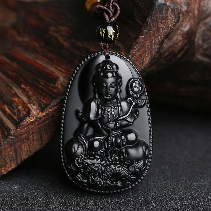 KarmaRipple's Chinese Zodiac Natal Buddha Authentic Black Obsidian Purification Pendant Necklace p30
