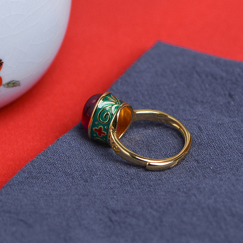 KarmaRipple's 925 Sterling Silver Red Corundum Courage Ring p12