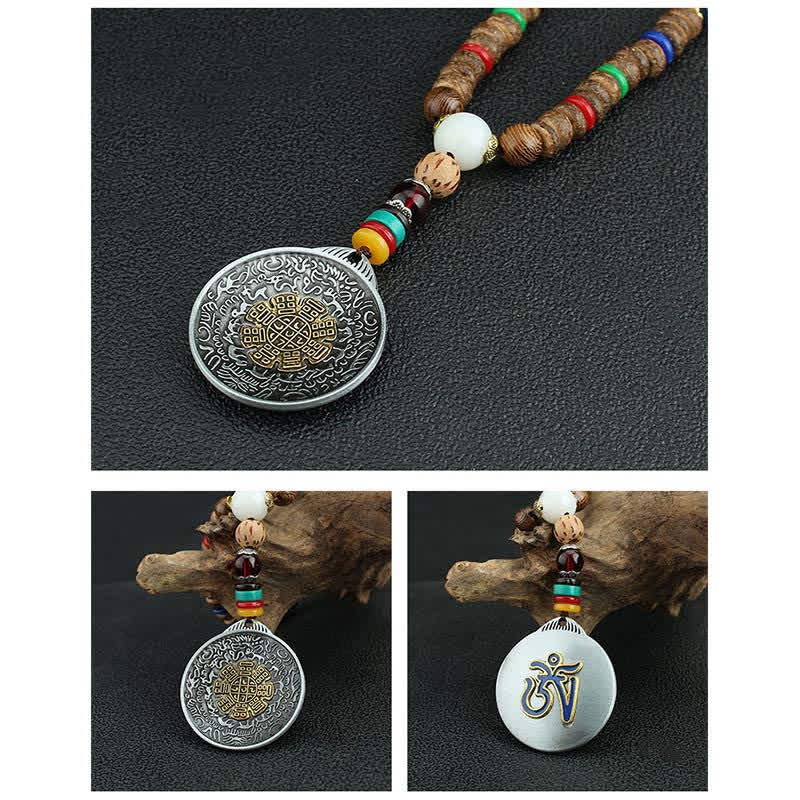 KarmaRipple's Tibetan Om Mani Padme Hum Prayer Wheel Rotation Vajra Wood Pendant Necklace p28