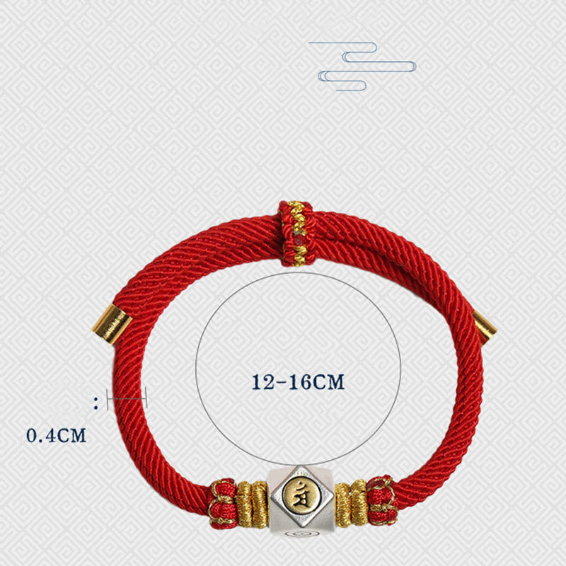 KarmaRipple's 999 Sterling Silver Chinese Zodiac Natal Buddha Red Rope Fortune Strength Handcrafted Kids Bracelet p20