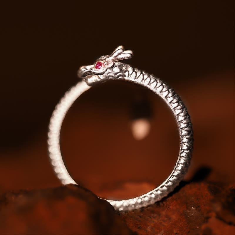 KarmaRipple's 925 Sterling Silver Vintage Year of the Dragon Fortune Protection Strength Adjustable Ring p14