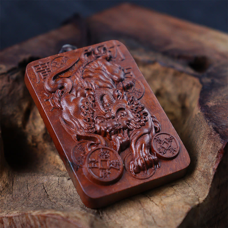 KarmaRipple's Authentic Lightning Struck Jujube Wood PiXiu Bronze Coin Good Fortune Pendant Necklace p8