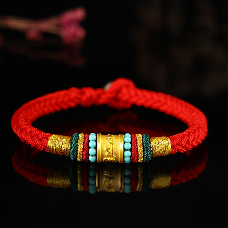 KarmaRipple's Tibet 999 Gold Om Mani Padme Hum Handmade Eight Thread Peace Weave Fortune Bracelet p34