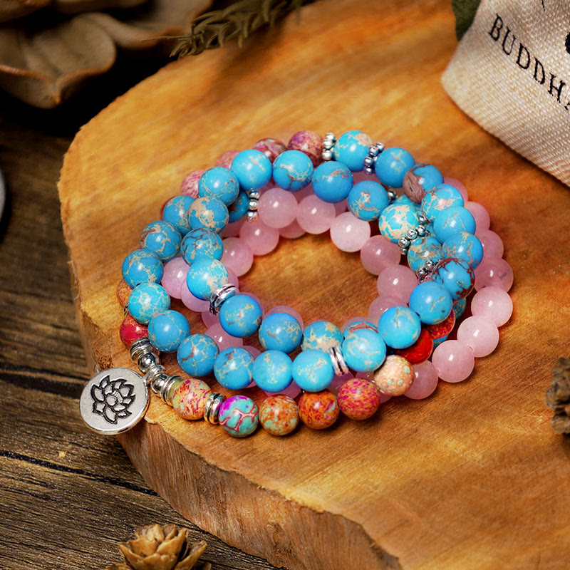 KarmaRipple's Tibetan Purple Miano Real Bead Balance Lotus Mala p7