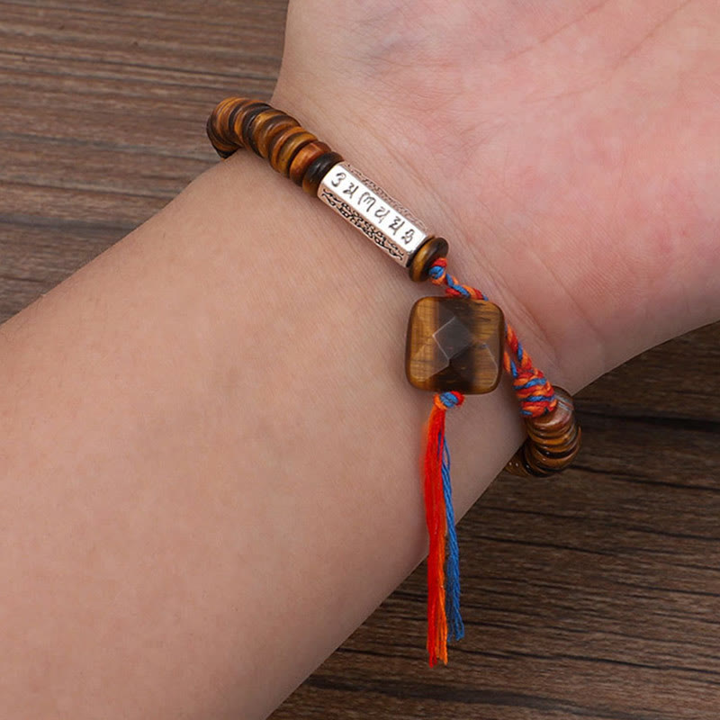 KarmaRipple's Tibetan Tiger Eye Om Mani Padme Hum Protection Power Bracelet p5