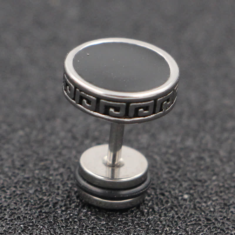 KarmaRipple's Cool Men Titanium Steel Balance Round Stud Earrings p2